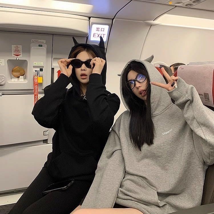 Jennie同款小惡魔連帽上衣 T恤 衛衣 休閒服 歐洲COPERNI 可鹽可甜 實穿百搭有氣質❤️-細節圖11