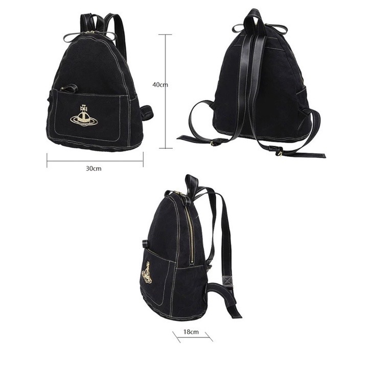 Vivienne Westwood 土星 後背包 雙肩包 帆布車縫線大容量 又潮又Q 好實用❤️男女同款 時尚休閒-細節圖9