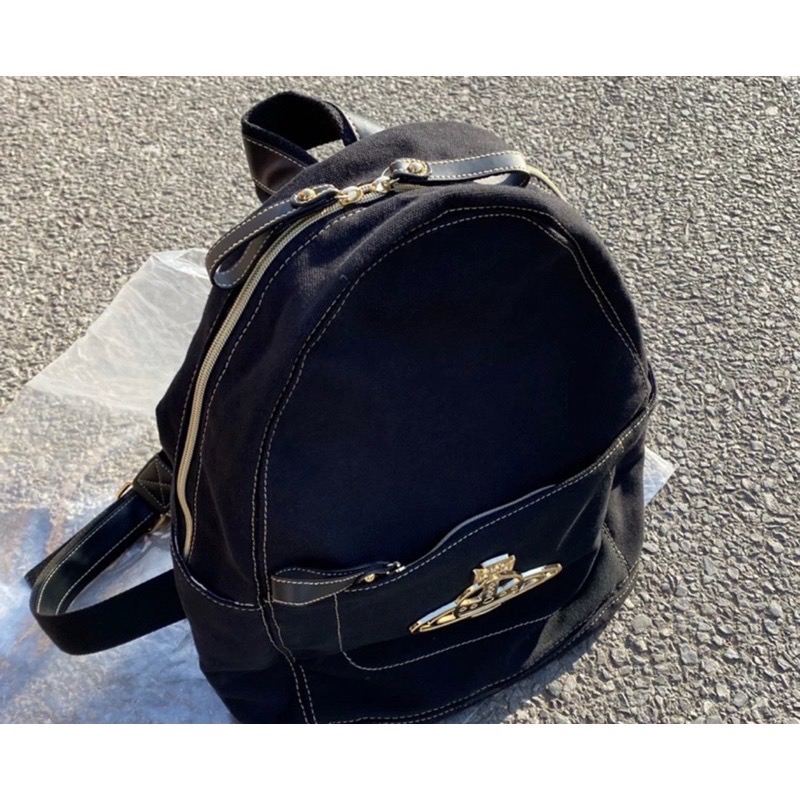 Vivienne Westwood 土星 後背包 雙肩包 帆布車縫線大容量 又潮又Q 好實用❤️男女同款 時尚休閒-細節圖10