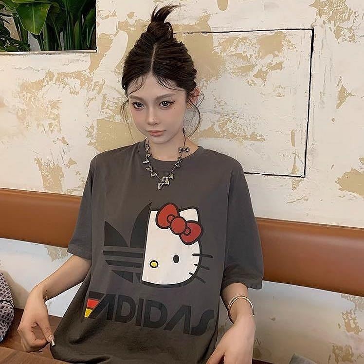 Adidas x kitty 萌 T恤 上衣 有形百搭 版形材質都優秀 純棉短袖t恤 私留 我狠愛 私推❤️  S-3XL-細節圖2