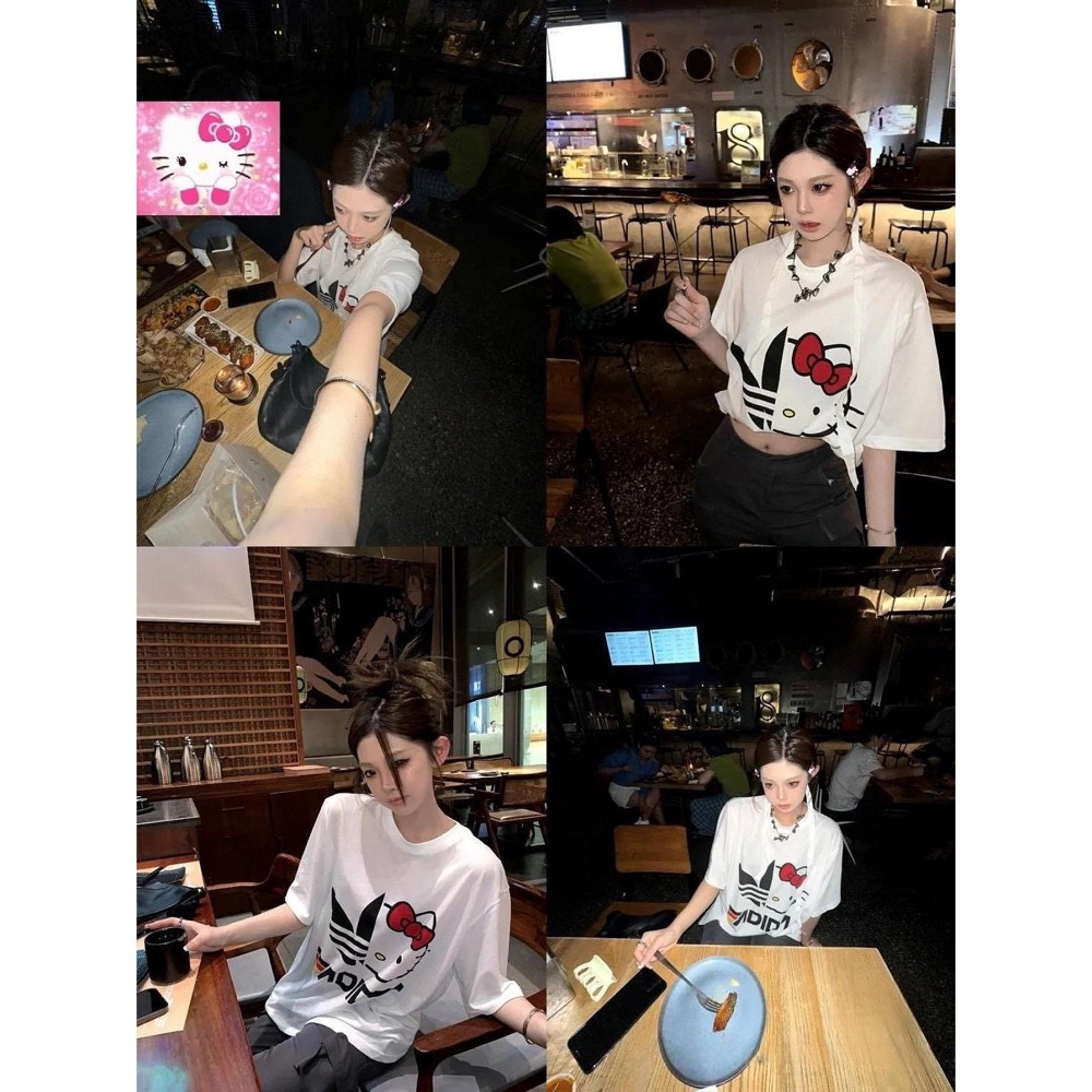 Adidas x kitty 萌 T恤 上衣 有形百搭 版形材質都優秀 純棉短袖t恤 私留 我狠愛 私推❤️  S-3XL-細節圖5