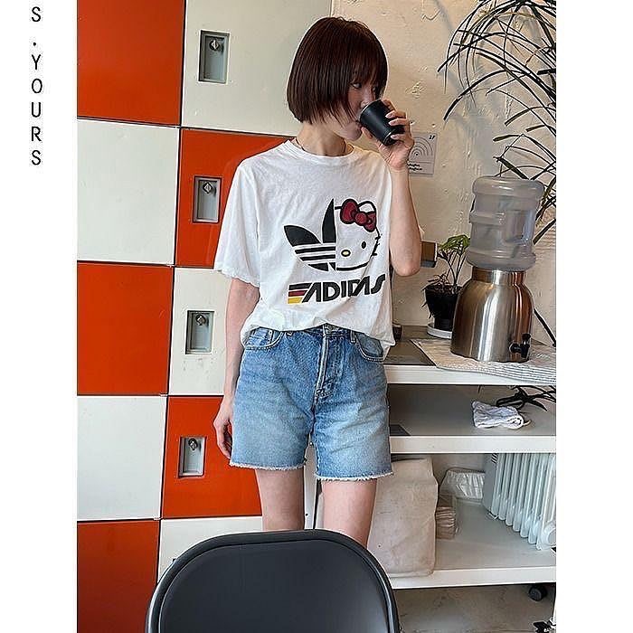Adidas x kitty 萌 T恤 上衣 有形百搭 版形材質都優秀 純棉短袖t恤 私留 我狠愛 私推❤️  S-3XL-細節圖7