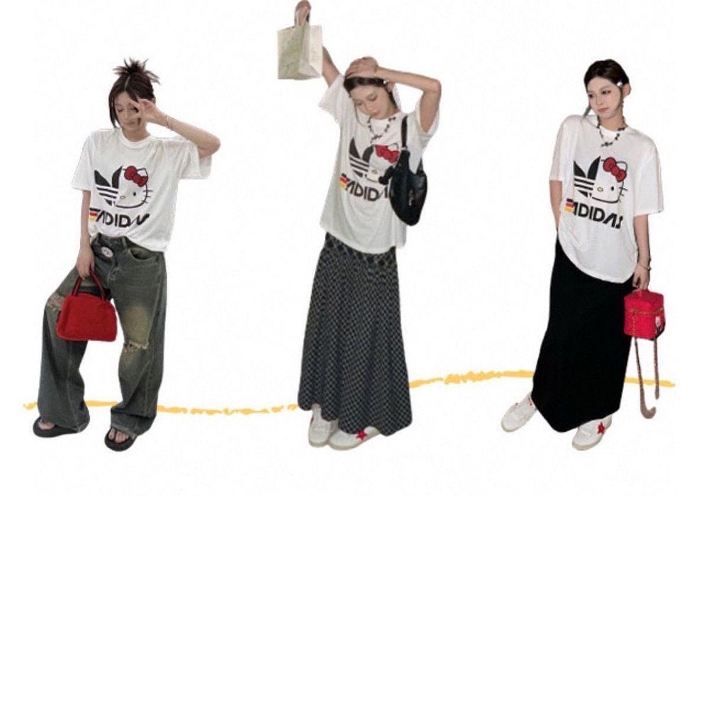 Adidas x kitty 萌 T恤 上衣 有形百搭 版形材質都優秀 純棉短袖t恤 私留 我狠愛 私推❤️  S-3XL-細節圖10