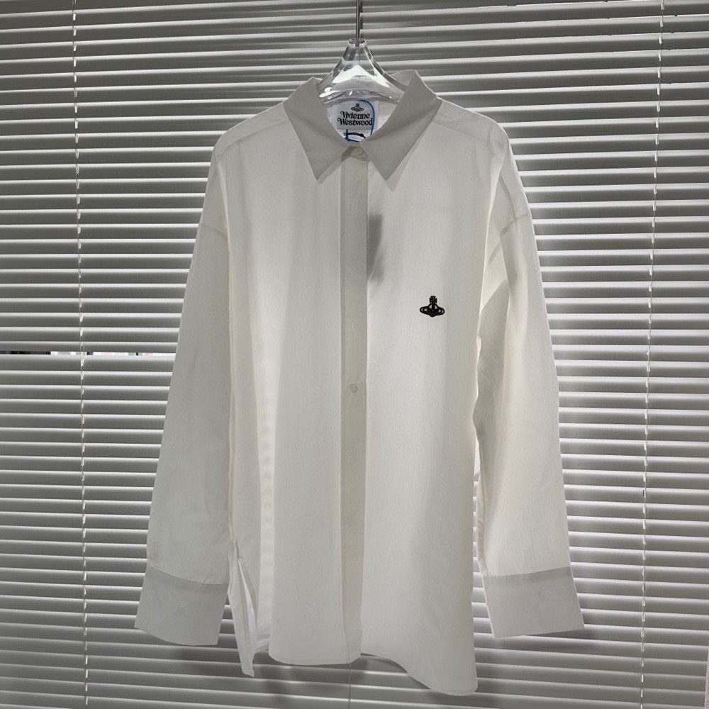 Vivienne Westwood土星襯衫 版型具設計感！寬松慵懶風 高級感 好美紫色 白色好氣質 上衣-細節圖4