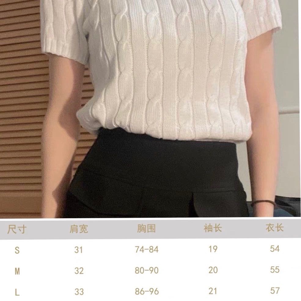 RL polo 經典刺繡小馬標經典復古麻花羊毛短袖針織衫 上衣 毛衣，永恆的氣質百搭！（色留言）-細節圖4