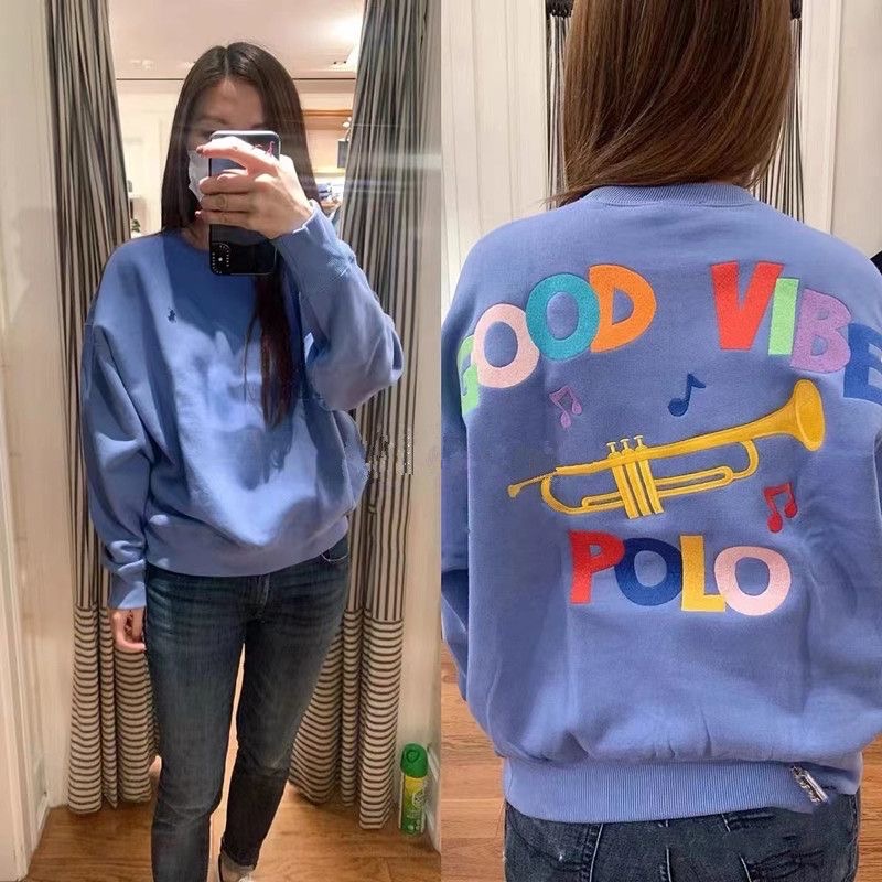 RL polo 長袖T恤 大學T 衛衣 Polo衫 休閒寬松舒服 大版背後字母刺繡超級Q 圓領套頭 小馬標圓領上衣-細節圖5