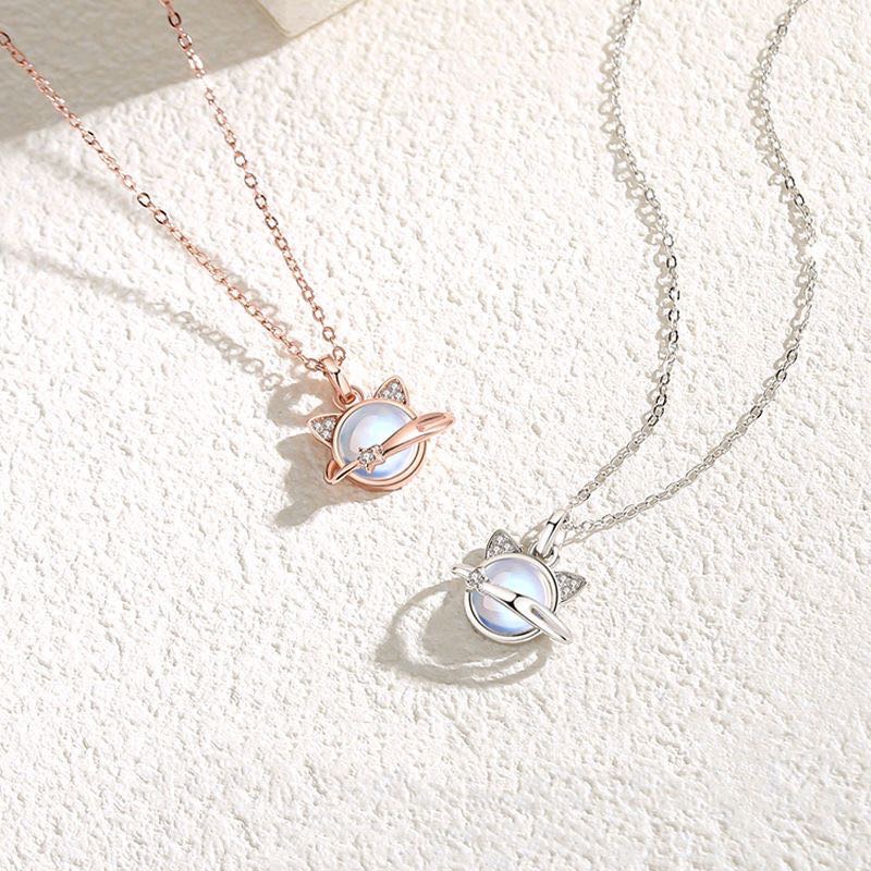 🐱星際小貓咪項鍊 輕奢小可愛小高級設計感ins飾品 925純銀 有附盒 生日 情人節 母親節 送禮自用兩相宜❤️-細節圖2