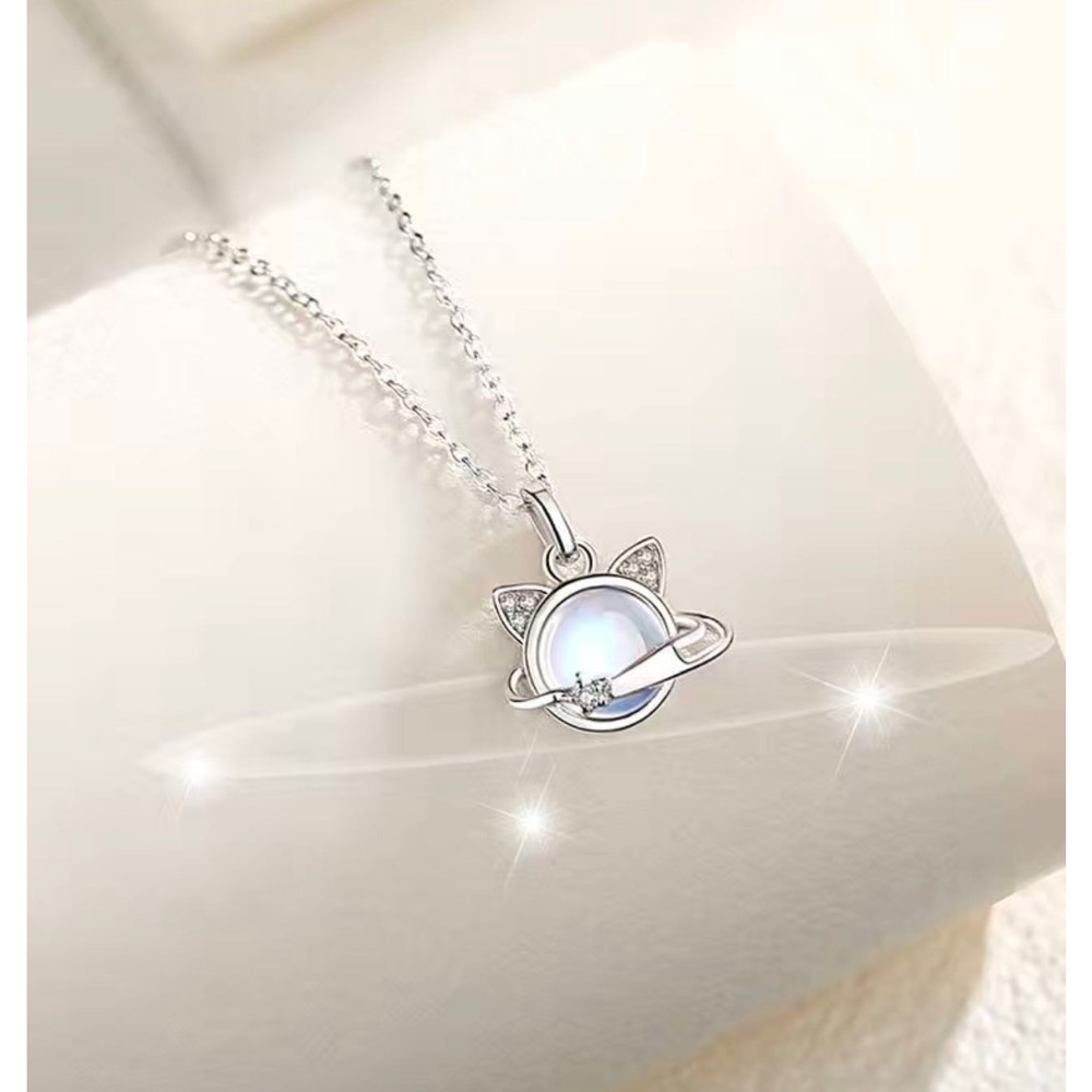 🐱星際小貓咪項鍊 輕奢小可愛小高級設計感ins飾品 925純銀 有附盒 生日 情人節 母親節 送禮自用兩相宜❤️-細節圖3