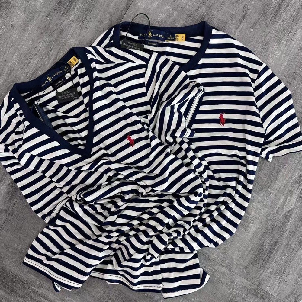 Polo RL T恤 圓領V領美式復古經典條紋 小馬刺繡 海軍風藍白條紋 短袖上衣 舒服好穿❤️-細節圖5