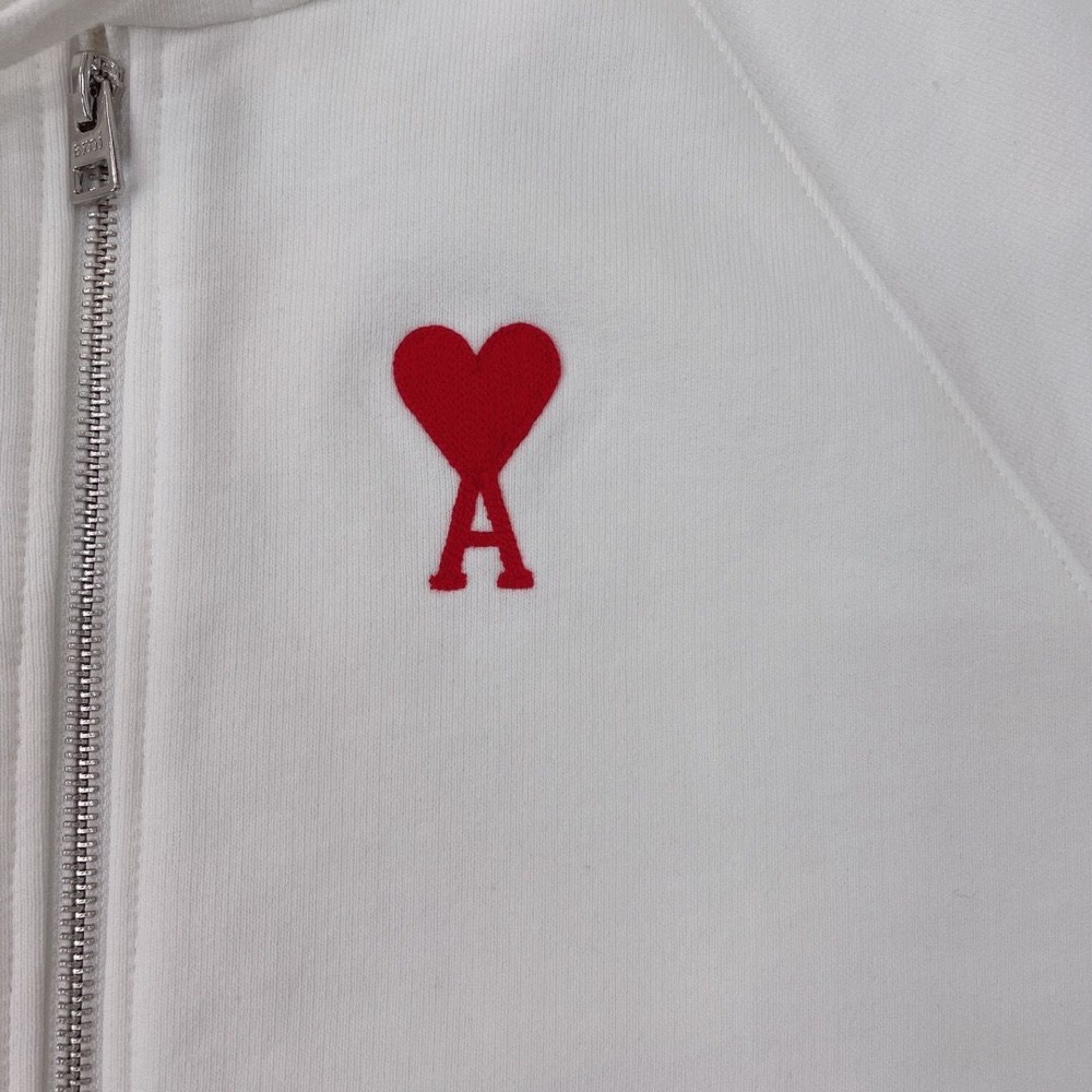 AMI 新款拉鍊連帽外套 大學T 衛衣 舒服寬鬆時尚休閒 超級實穿！顯瘦百搭！中號愛心 拉鍊衛衣 開衫外套 黑白灰私留-細節圖8