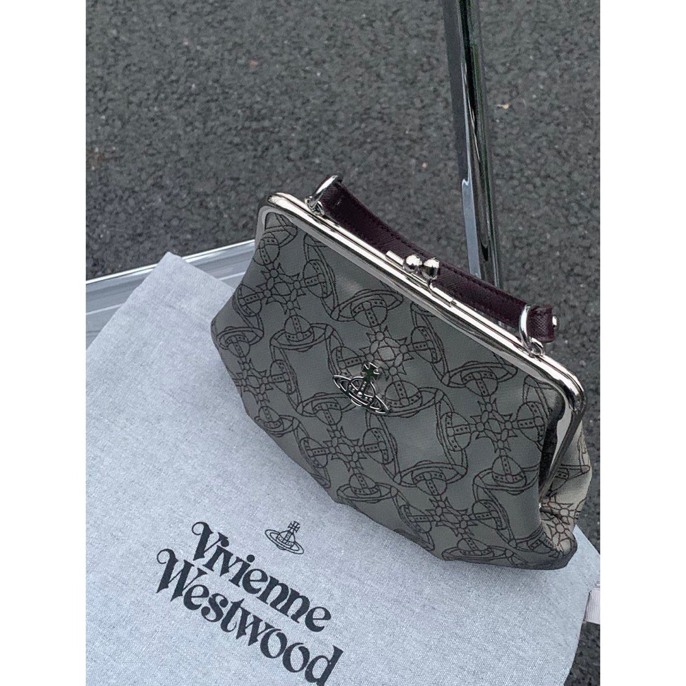 日本Vivienne Westwood 西太后 經典龐克老花 口金包餃子包 肩背包 手提包 鏈條包 斜挎包-細節圖3