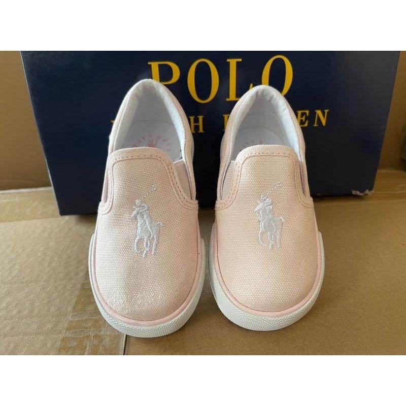 美國🇺🇸RL polo 童鞋 休閒鞋 淺牛仔 好可愛 帆布鞋 一腳踩 百搭英倫學院防撞 文藝氣質 男女童-細節圖2