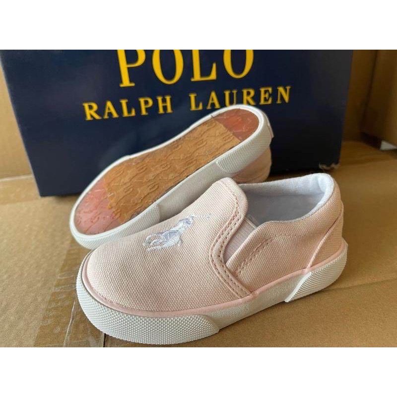 美國🇺🇸RL polo 童鞋 休閒鞋 淺牛仔 好可愛 帆布鞋 一腳踩 百搭英倫學院防撞 文藝氣質 男女童-細節圖4