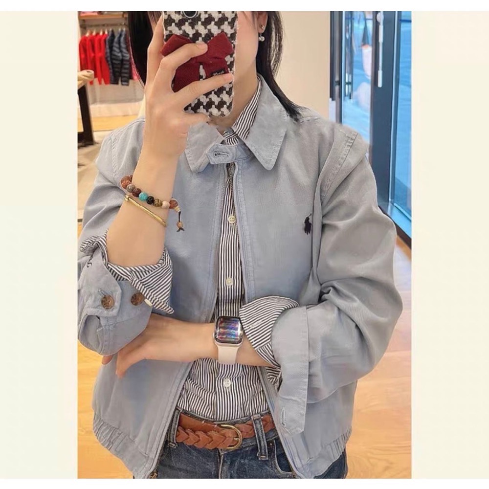 RL polo 外套 夾克 清爽好氣質 顯白 清新設計感刺繡 復古高級老外套-細節圖2