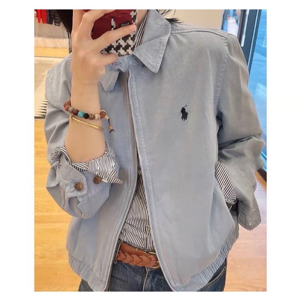 RL polo 外套 夾克 清爽好氣質 顯白 清新設計感刺繡 復古高級老外套-細節圖3