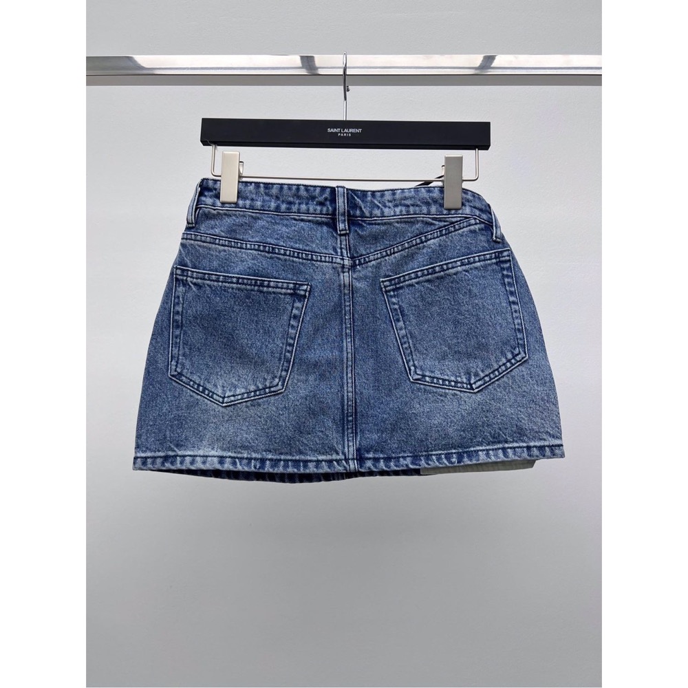 Alexander Wang 亞歷山大王 掛腰牛仔短裙 裙子 半裙 大王真的太會了！性感拿捏的剛剛好！可調節水鑽織帶掛腰-細節圖2