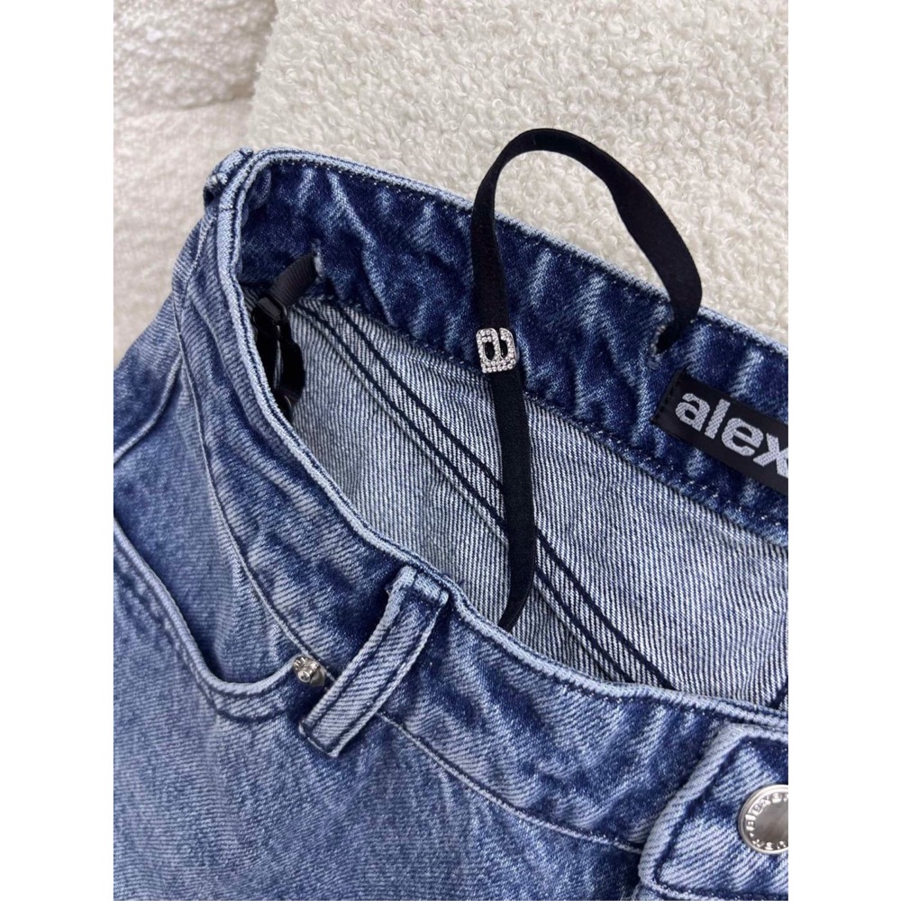 Alexander Wang 亞歷山大王 掛腰牛仔短裙 裙子 半裙 大王真的太會了！性感拿捏的剛剛好！可調節水鑽織帶掛腰-細節圖5