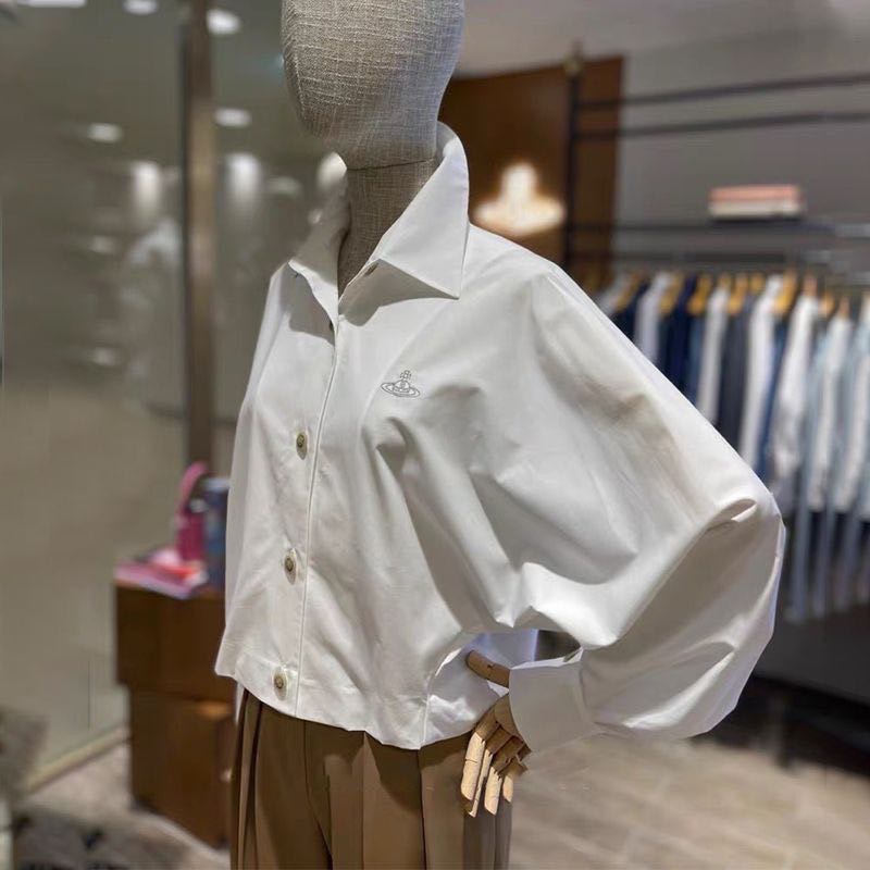 Vivienne Westwood 經典土星繡花 襯衫 外套 設計剪裁很有型且顯瘦！微短款蝙蝠袖長袖上衣-細節圖2