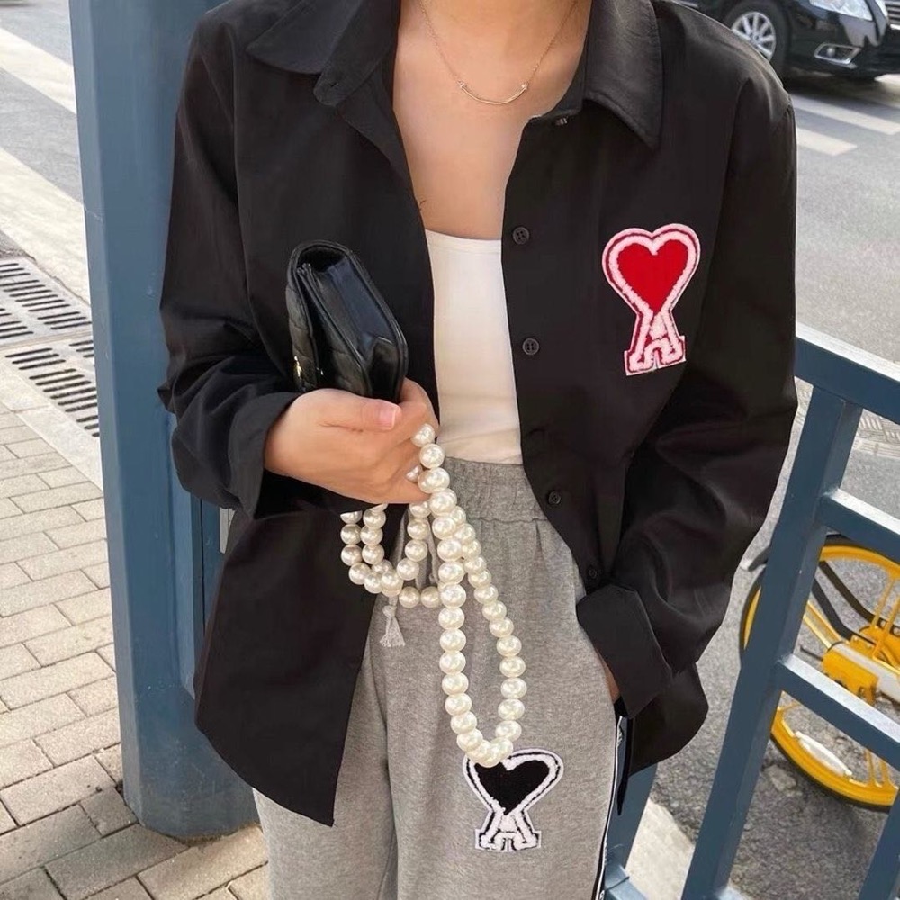 Ami 經典大愛心刺繡襯衫 外套 基礎單品 時尚潮流 長袖襯衫 永恆不敗的百搭單品-細節圖3