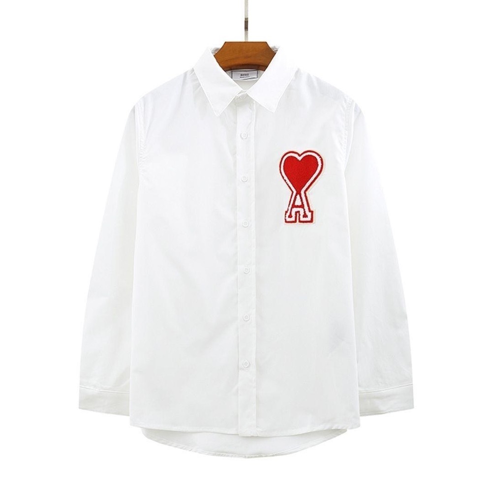 Ami 經典大愛心刺繡襯衫 外套 基礎單品 時尚潮流 長袖襯衫 永恆不敗的百搭單品-細節圖5