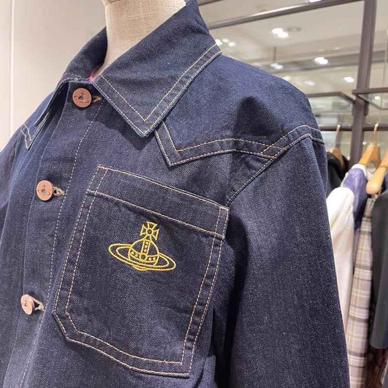 Vivienne Westwood 復古寬松短款牛仔外套 顯用瘦拉長比例 氣質出眾版型設計感👍-細節圖5
