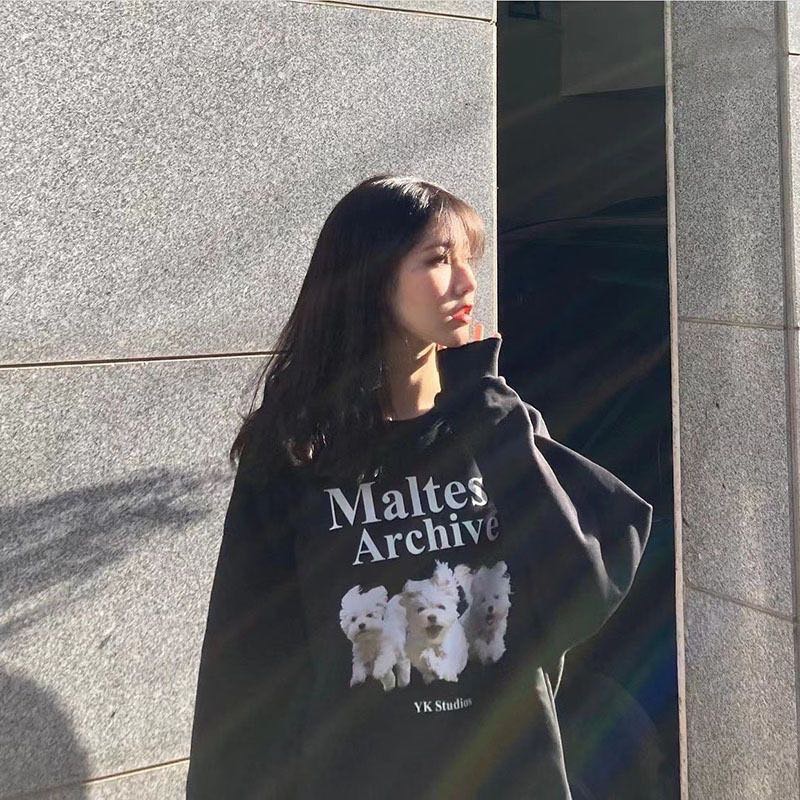 韓國 長袖T恤 衛衣WAIKEI YK STUDIOS敲可愛瑪爾濟斯 8色小狗狗上衣 男女同款 慵懶暖呼呼❤️🧣  男生2-細節圖6