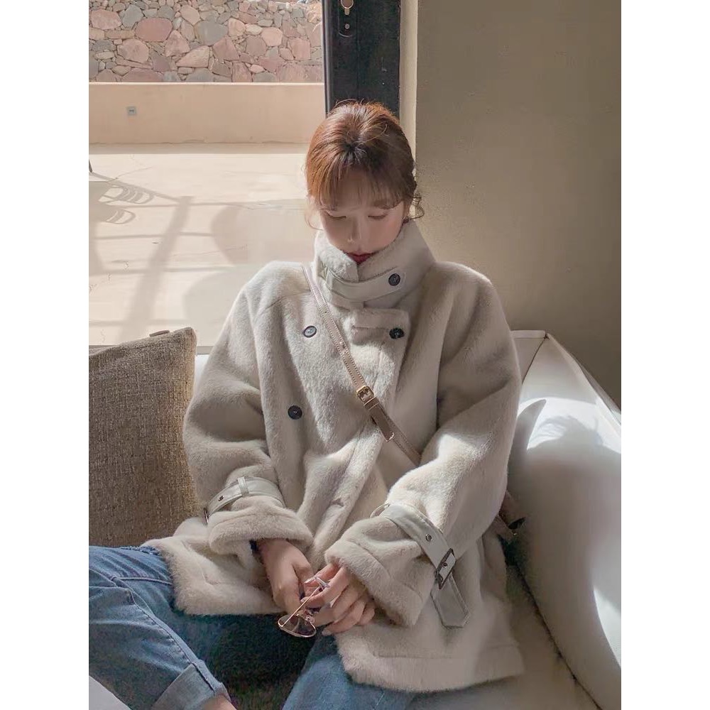 最好看的皮毛一體外套🧥水貂絨羊羔毛毛絨環保皮草大衣，高級駝色，非常有質感 極度舒適，完全不會有壓迫感，你們拿到手自己-細節圖4