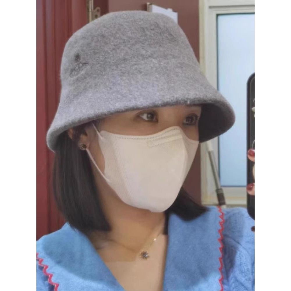 Viviennewestwood 經典漁夫帽 羊毛帽 土星刺繡純羊毛泫雅同款帽子 復古百搭漁夫帽簡約經典土星 漁夫帽-細節圖2