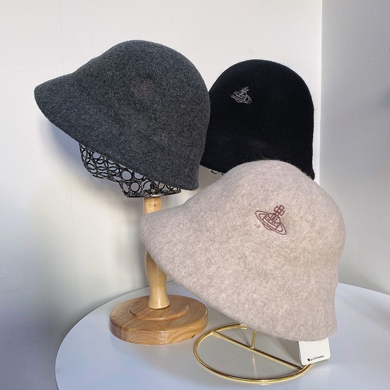 Viviennewestwood 經典漁夫帽 羊毛帽 土星刺繡純羊毛泫雅同款帽子 復古百搭漁夫帽簡約經典土星 漁夫帽-細節圖5