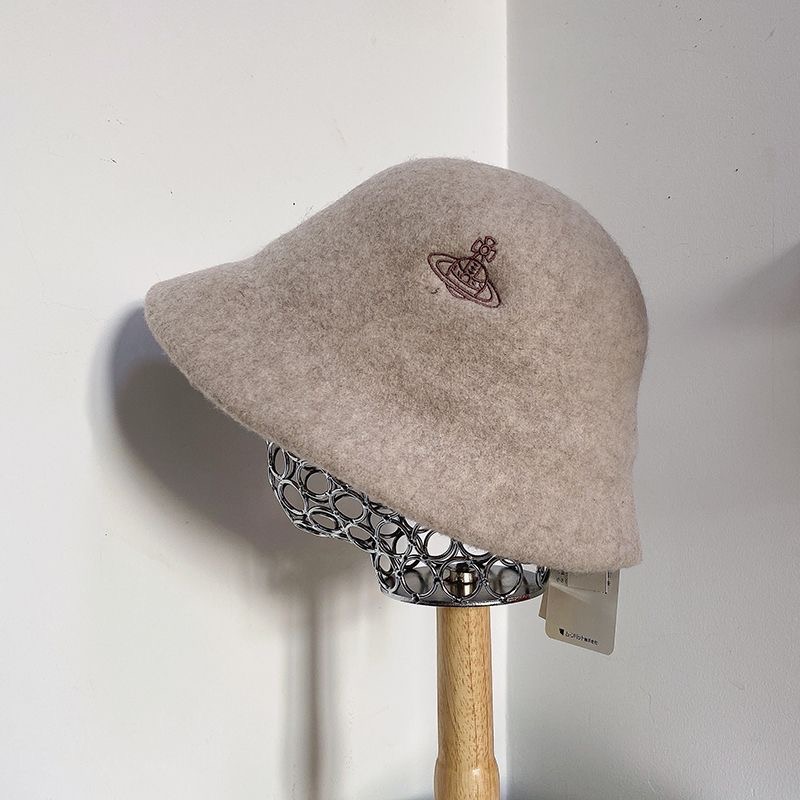Viviennewestwood 經典漁夫帽 羊毛帽 土星刺繡純羊毛泫雅同款帽子 復古百搭漁夫帽簡約經典土星 漁夫帽-細節圖9
