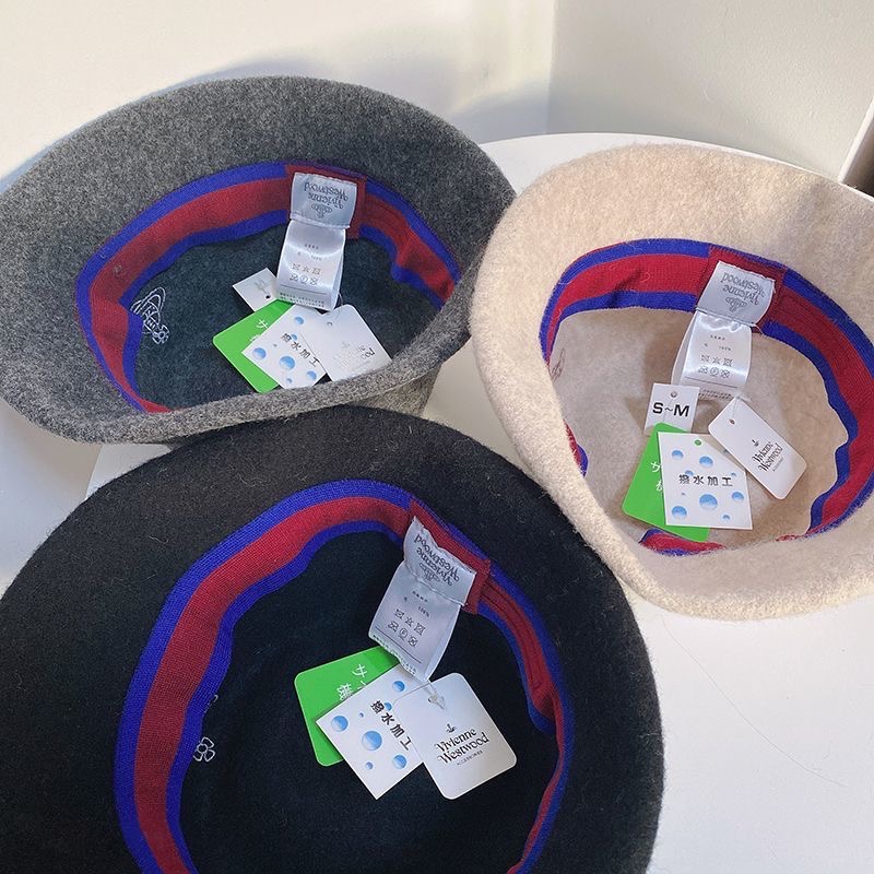 Viviennewestwood 經典漁夫帽 羊毛帽 土星刺繡純羊毛泫雅同款帽子 復古百搭漁夫帽簡約經典土星 漁夫帽-細節圖10