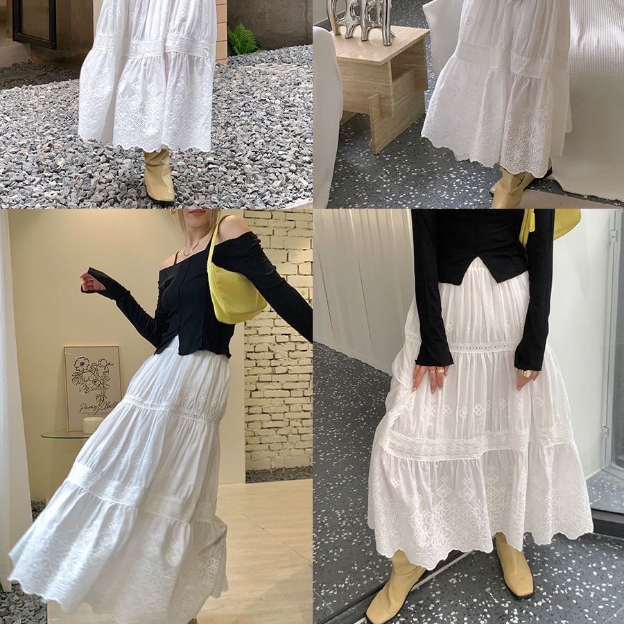 “如夢似幻」的刺繡裙 裙子 半身裙 白裙 長裙，義大利製古典赫本風 超美❤️❤️  對於工藝、風格和材質的苛刻緊抓每個環節-細節圖3