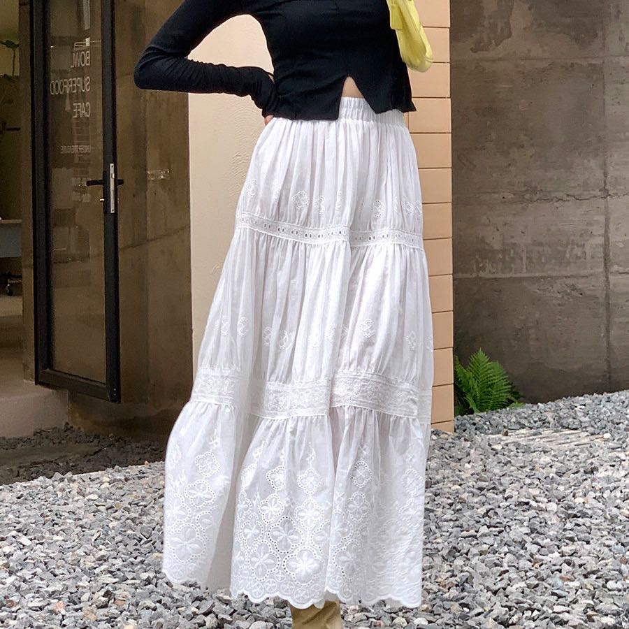 “如夢似幻」的刺繡裙 裙子 半身裙 白裙 長裙，義大利製古典赫本風 超美❤️❤️  對於工藝、風格和材質的苛刻緊抓每個環節-細節圖4