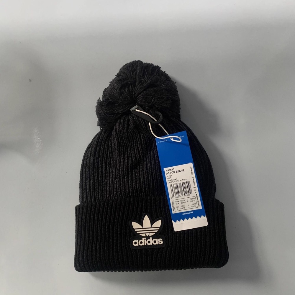 Adidas可愛毛球毛線帽 冷帽保暖 百搭潮流 針織帽 超級-細節圖5