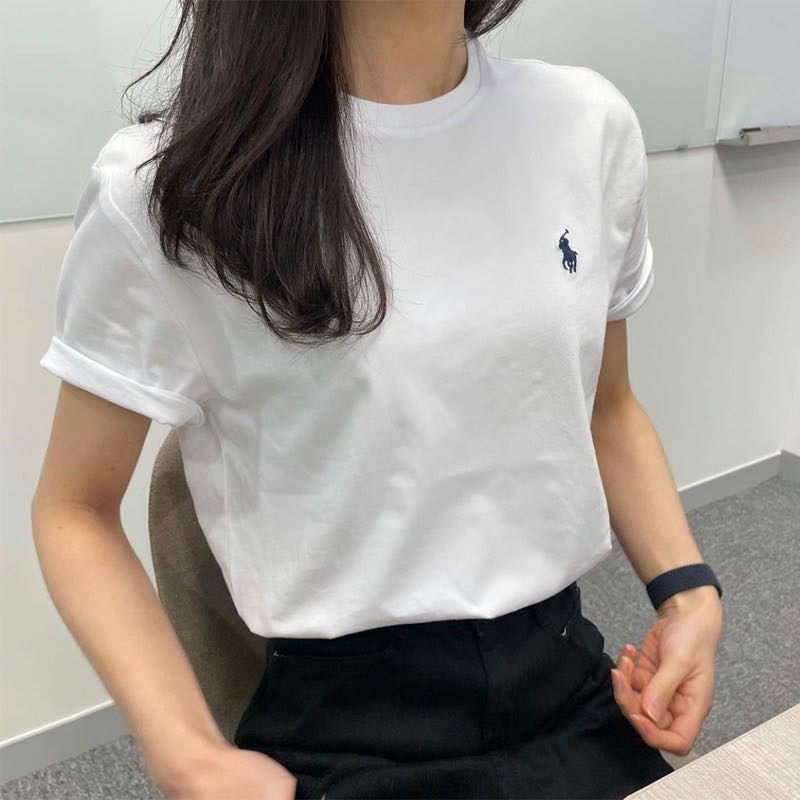 RL polo T恤 經典款小馬標刺繡 簡約好氣質 純棉圓領修身 短袖 上衣 四季百搭好實穿又修身！  尺寸： 模特身高-細節圖3