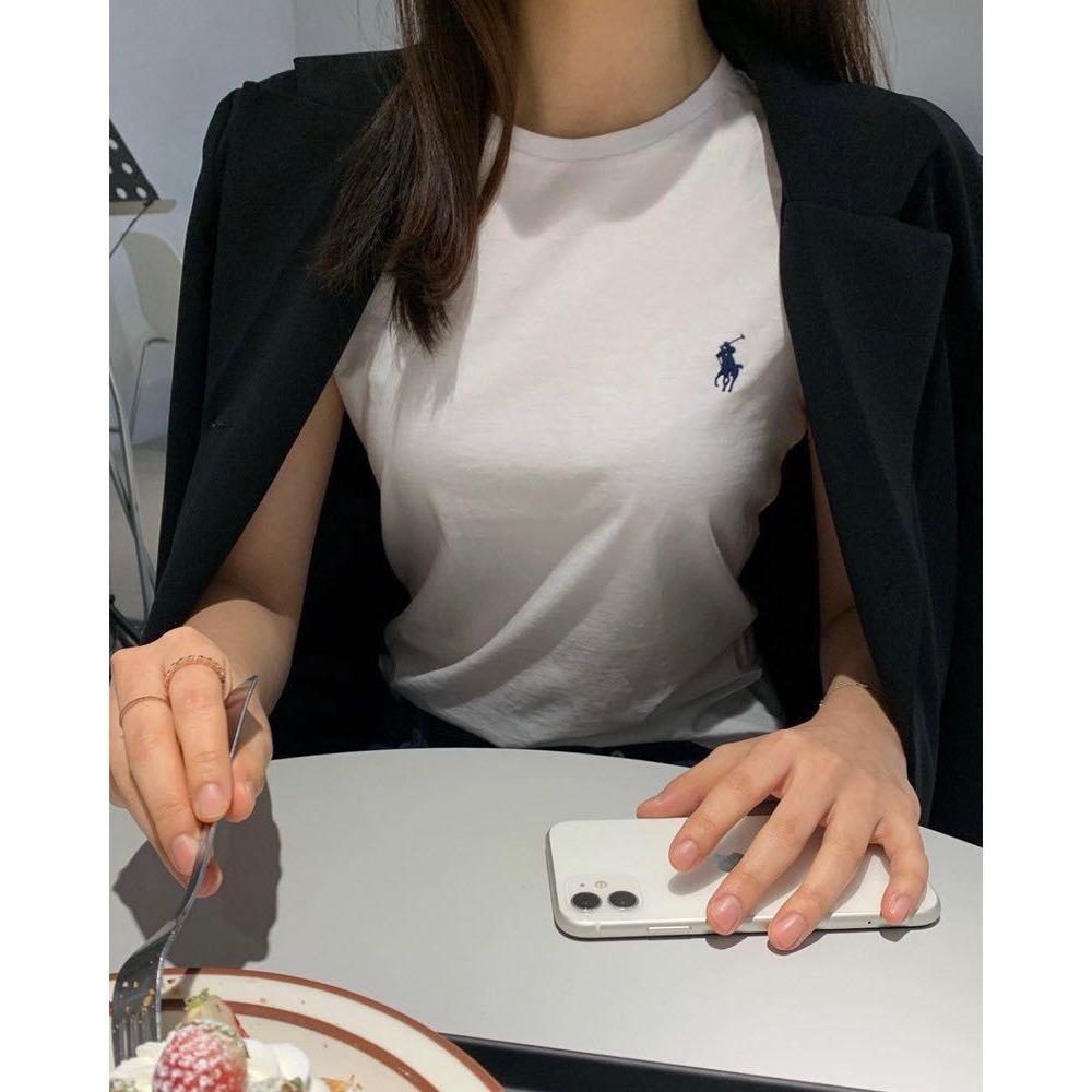 RL polo T恤 經典款小馬標刺繡 簡約好氣質 純棉圓領修身 短袖 上衣 四季百搭好實穿又修身！  尺寸： 模特身高-細節圖5