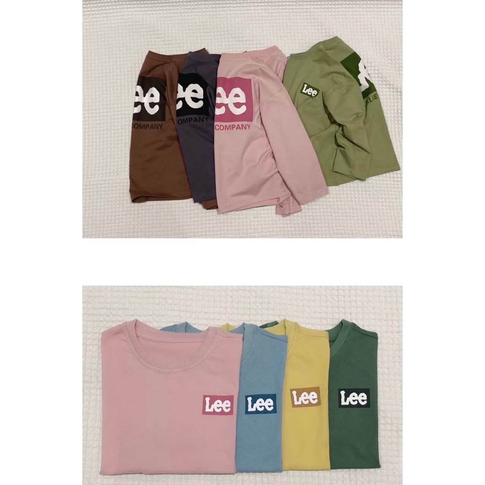 日系潮 Lee 新款兒童 成人 親子款 情侶款圓領上衣寬松 長袖t恤 打底單穿都帥炸 也可愛❤️-細節圖4