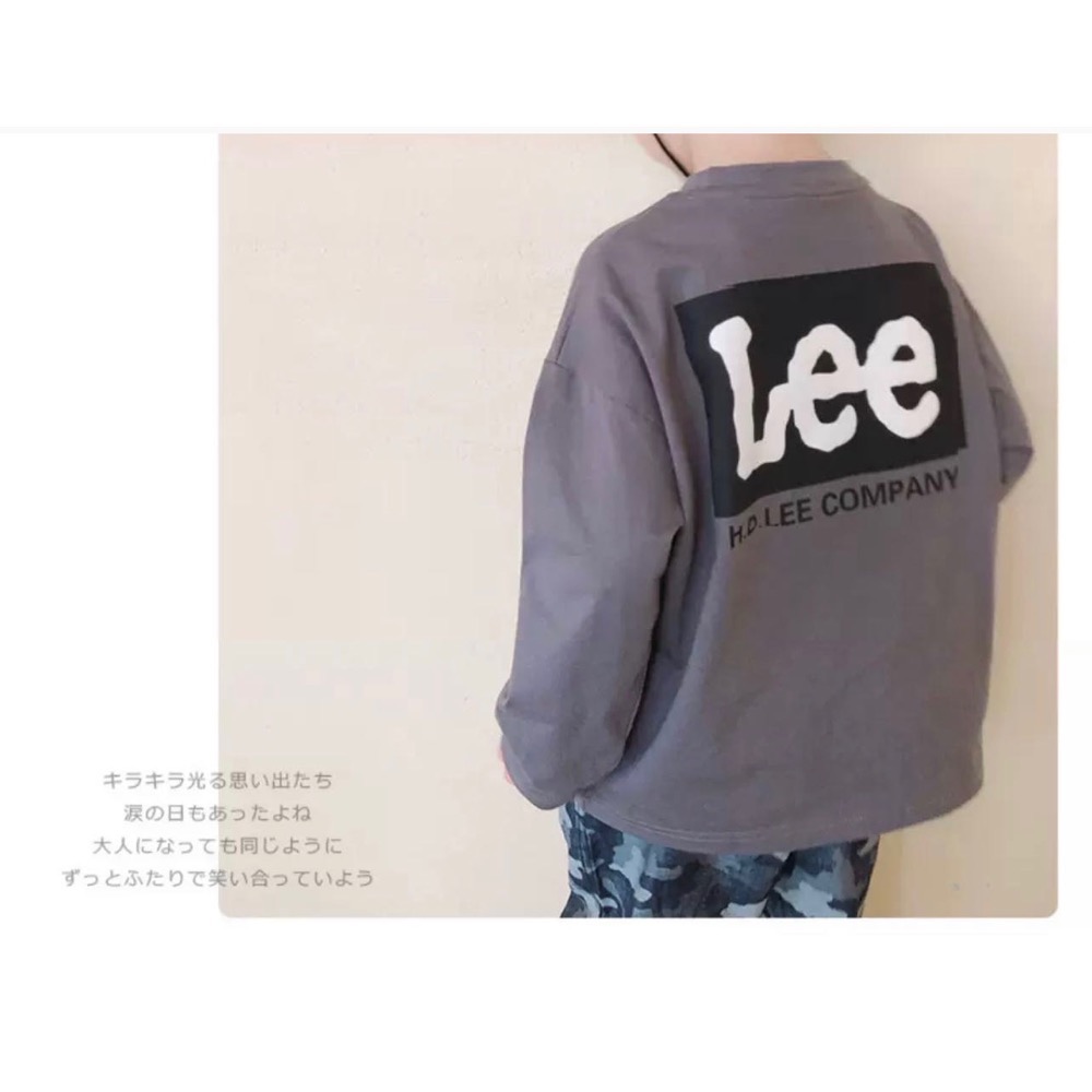 日系潮 Lee 新款兒童 成人 親子款 情侶款圓領上衣寬松 長袖t恤 打底單穿都帥炸 也可愛❤️-細節圖5