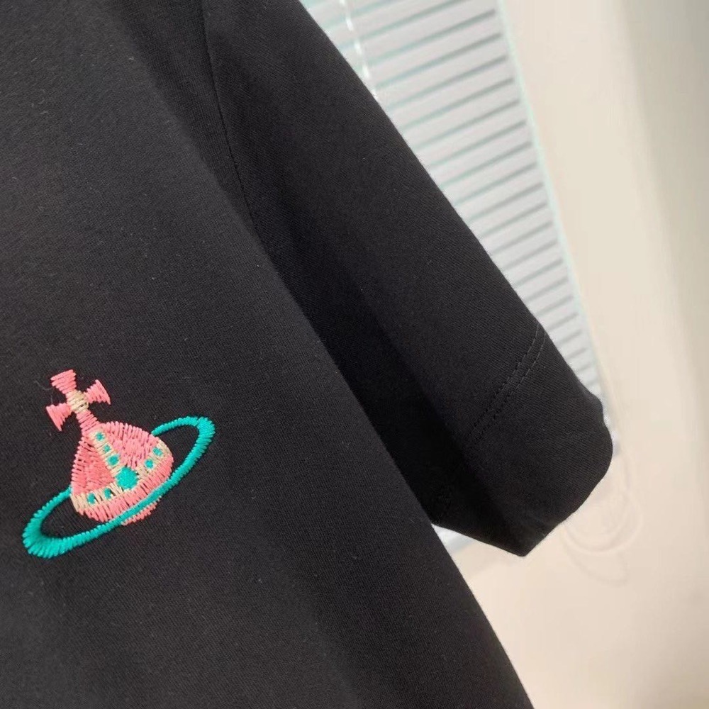 Vivienne Westwood 刺繡小土星彈力修身黑白T恤，可甜可鹽兩色新款純棉圓領短袖❤️-細節圖5