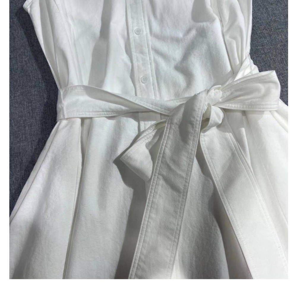 RL polo 小馬刺繡無袖連身裙 洋裝，繫於帶翻領開衫式白色背心裙，清爽百搭好氣質🌷  2-4-6-8號（下標後告知-細節圖4