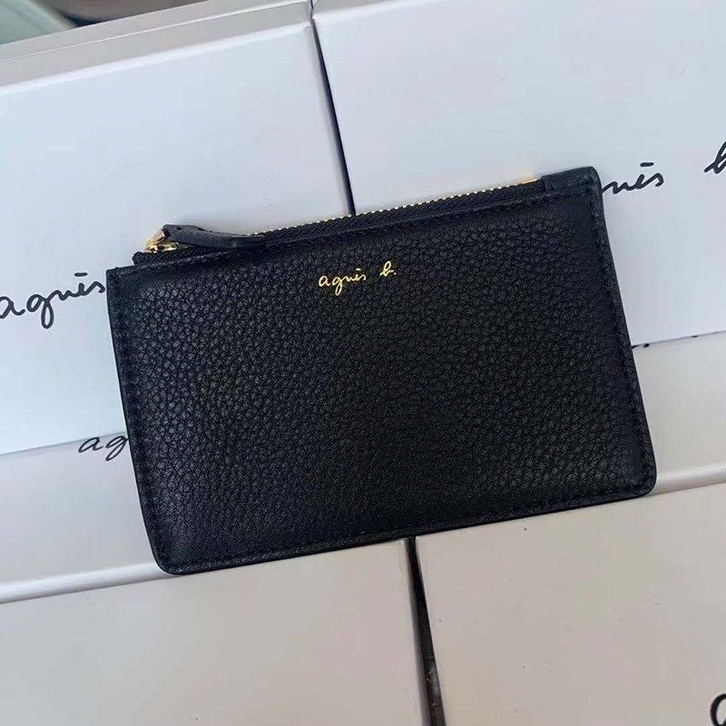 Agnes b. 2021新款純色牛皮零錢包 小錢包 皮夾 短夾 真皮橫款卡包 拉鍊手包 卡片夾 太實用了👍顏色留言-細節圖2