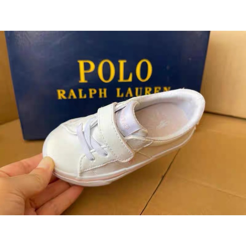 RL美國🇺🇸polo 白軟PU皮 美少女粉 魔術貼搭扣童鞋 文藝學院淑女 女娃 小白鞋 親子鞋 休閒鞋 板鞋 布鞋-細節圖2