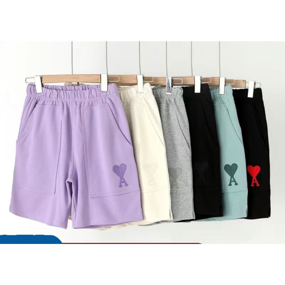 AMI 愛心短褲 休閒褲 經典桃心刺繡 顯瘦運動衛褲 休閒中褲 五分褲 顏色都好好看！男女同款-細節圖2