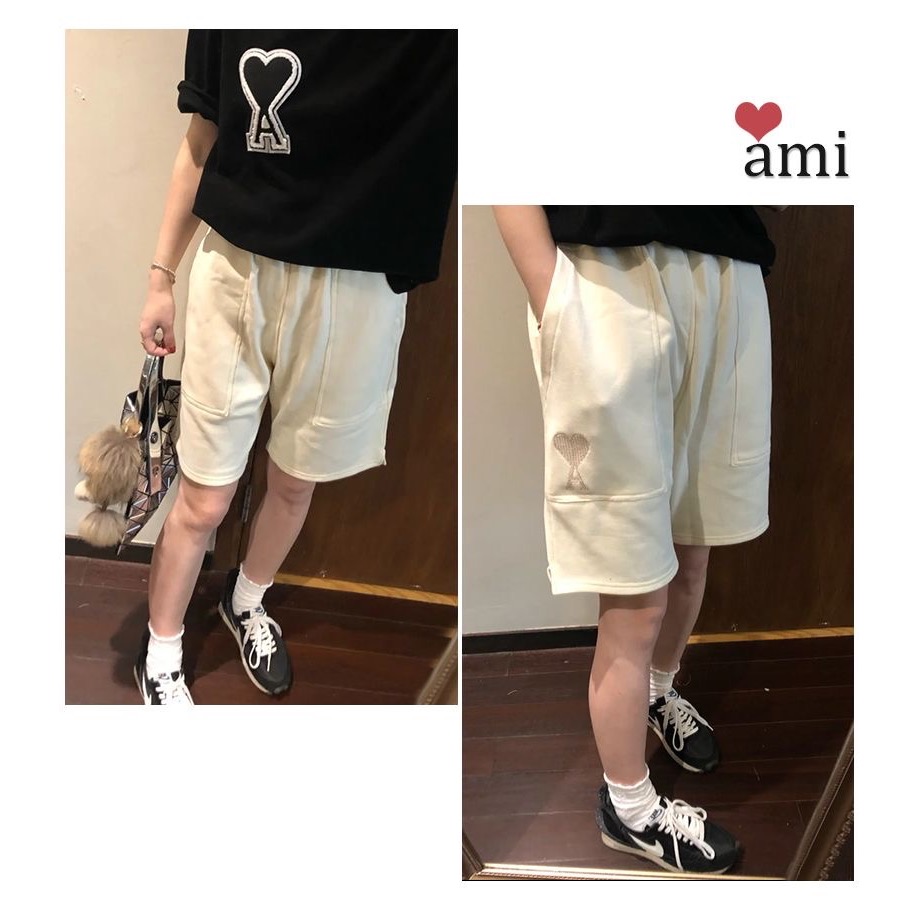 AMI 愛心短褲 休閒褲 經典桃心刺繡 顯瘦運動衛褲 休閒中褲 五分褲 顏色都好好看！男女同款-細節圖7