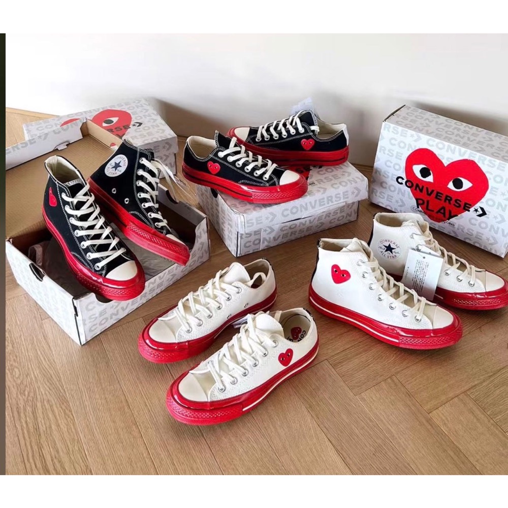 Converse x 川久保鈴PLAY 帆布鞋 休閒鞋 高低幫，日本代購 CDG x 1970s 愛心 新款 男女款 百-細節圖2