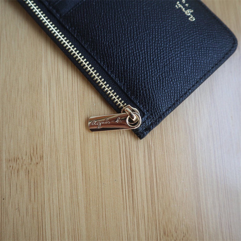 Agnes b.卡夾 卡包 拉鏈零錢包，防刮皮革，横款拉链卡片包 多卡位 氣質實用🌿13x8cm。顏色留言。-細節圖3