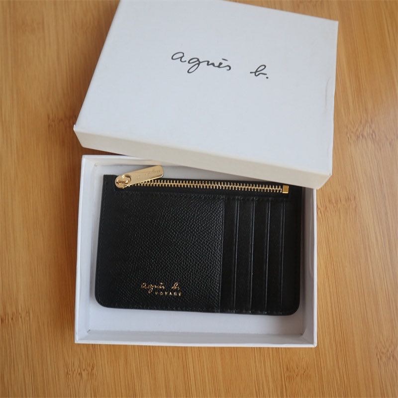 Agnes b.卡夾 卡包 拉鏈零錢包，防刮皮革，横款拉链卡片包 多卡位 氣質實用🌿13x8cm。顏色留言。-細節圖4