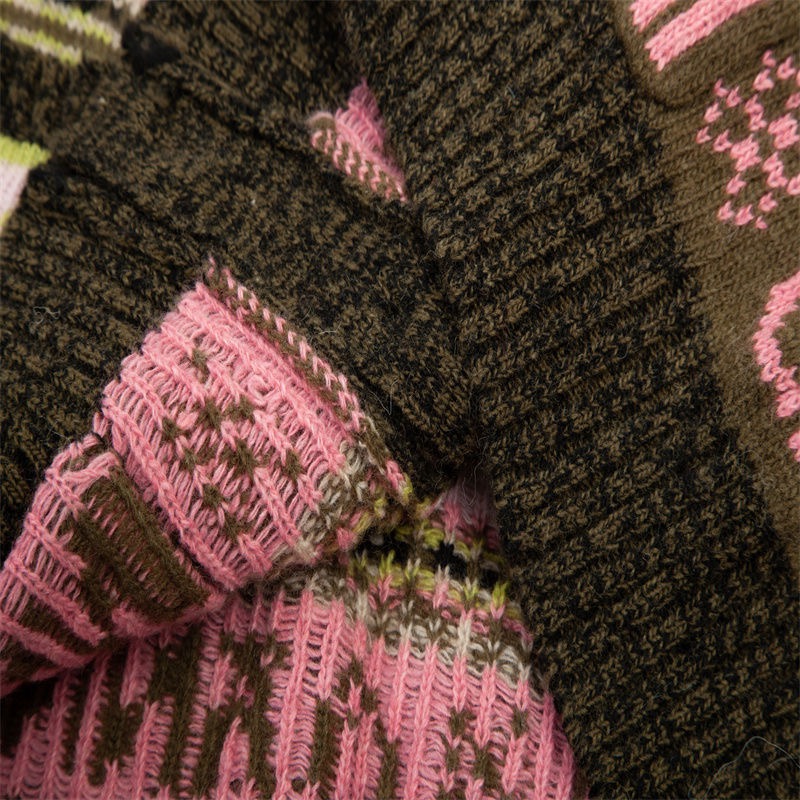 GANNI毛衣外套 針織外套 罩衫 漂亮經典蝴蝶提花新款嵌花條紋外套混色開衫針織針織衫毛衣 少女穿到奶奶都美美的💕-細節圖6