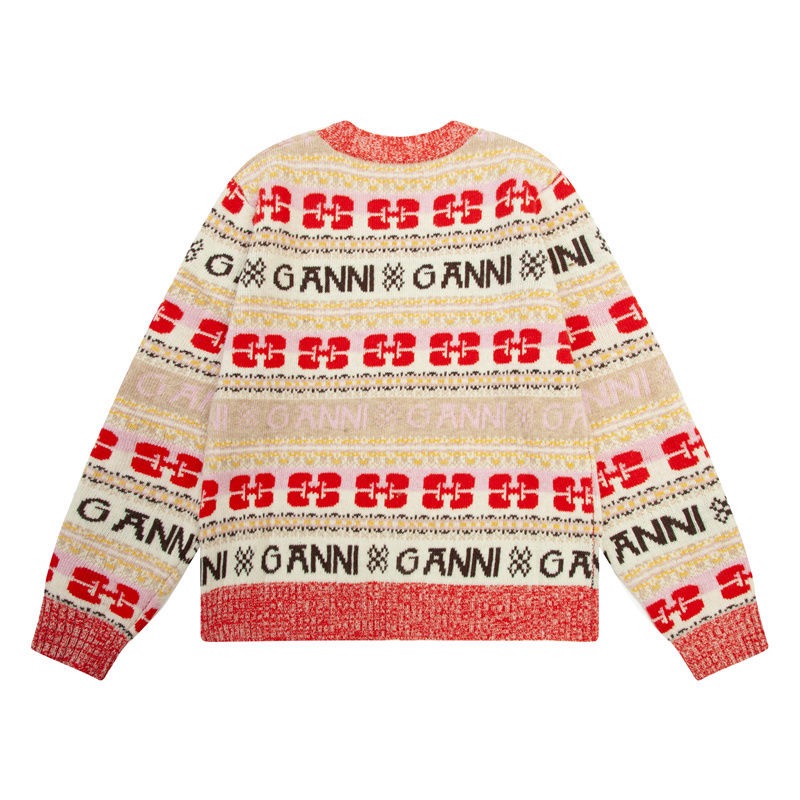 GANNI毛衣外套 針織外套 罩衫 漂亮經典蝴蝶提花新款嵌花條紋外套混色開衫針織針織衫毛衣 少女穿到奶奶都美美的💕-細節圖7