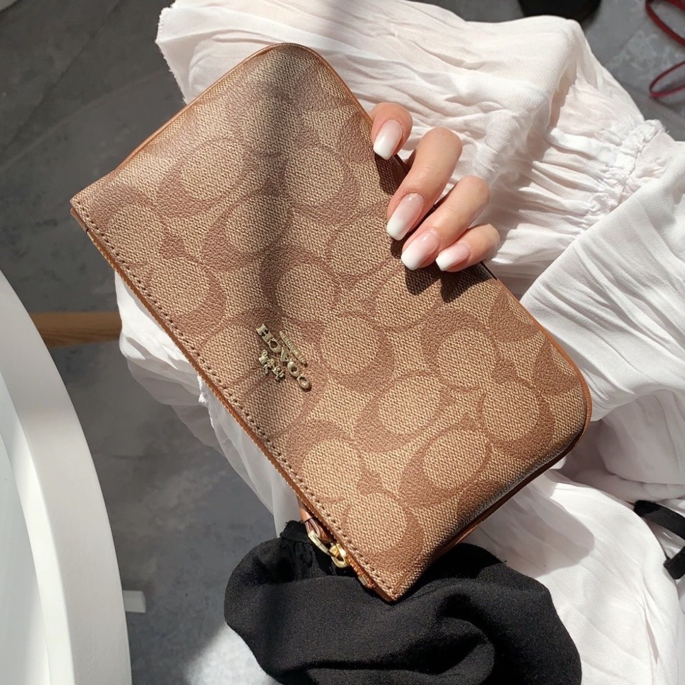 Coach皮夾 短夾 零錢包 經典老花新款時尚拉鍊手拿包 錢包 好氣質 實用🌿-細節圖2